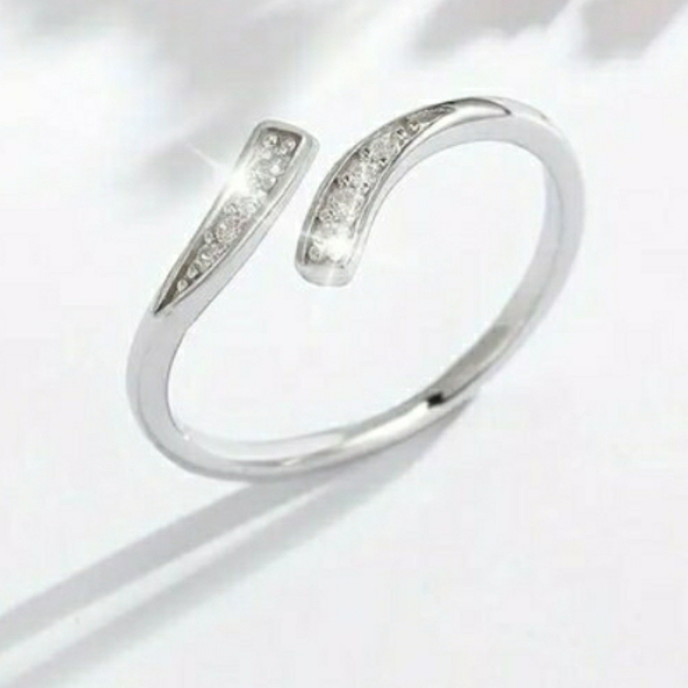 Silver Ring CZ Rhinestone Adjustable Toe or Finger 🤍 NEW
